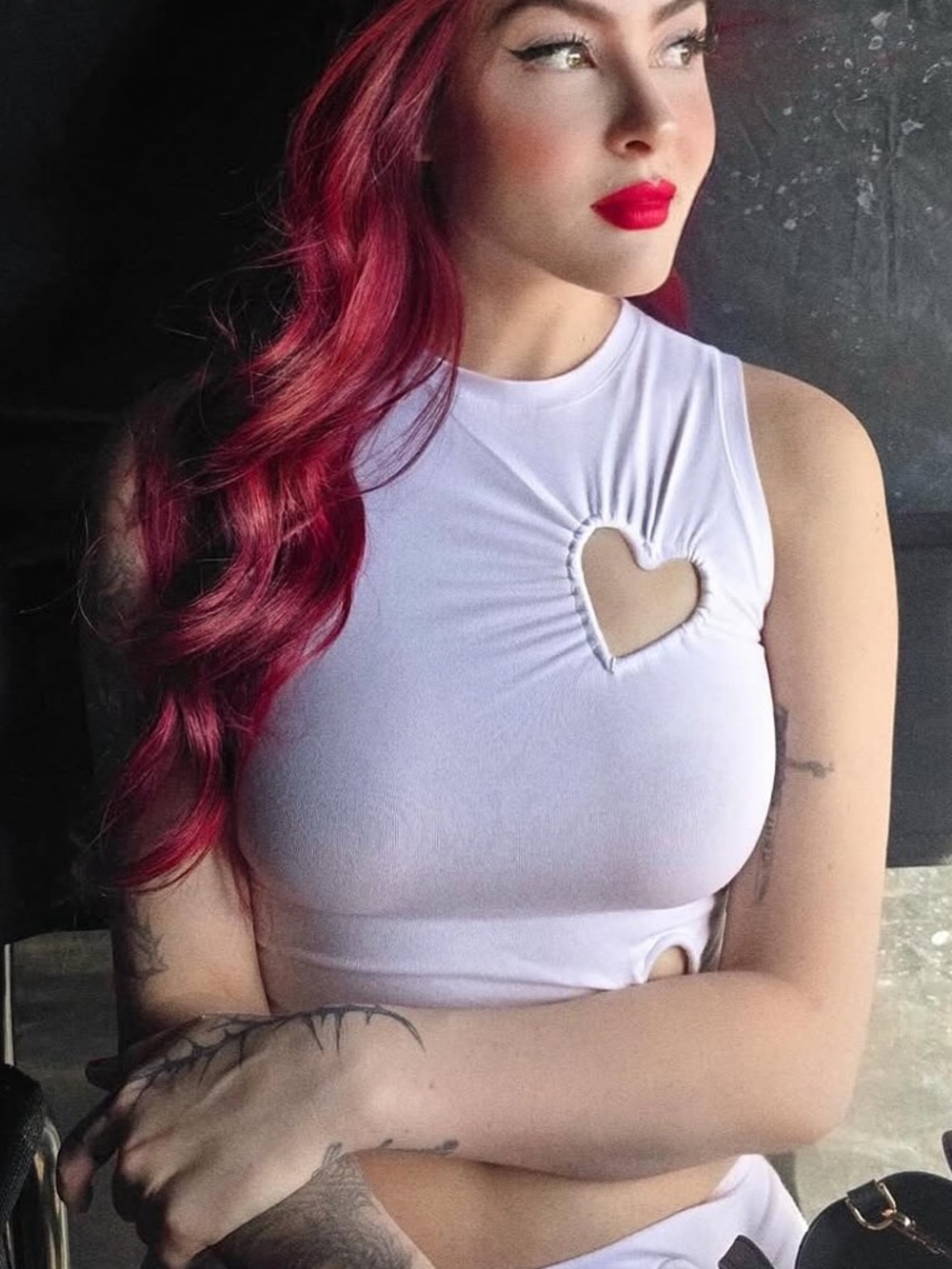 Women’s Heart Cutout Tank Top and Pants in White